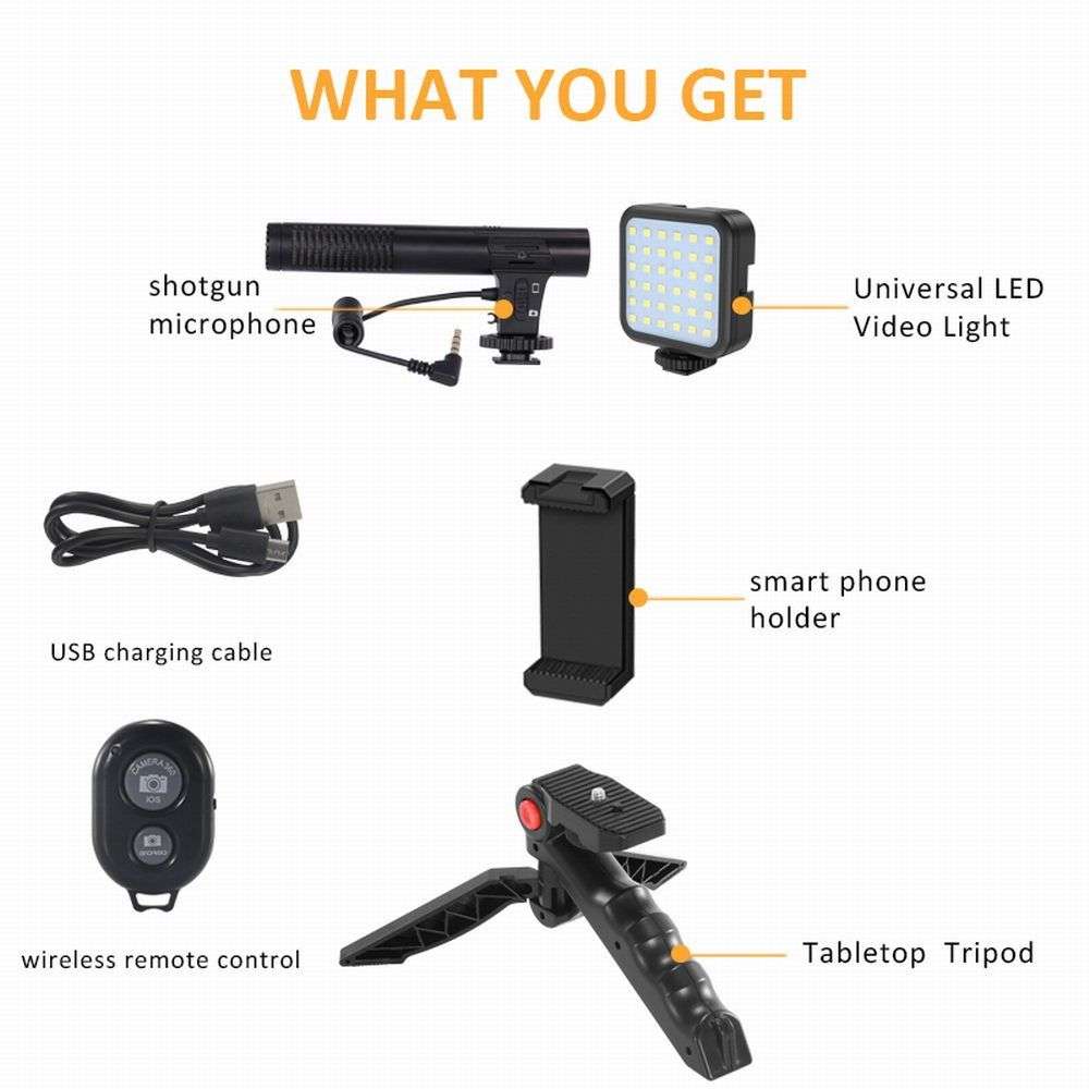 AY 49 All-in-One Video Creation Kit – Tripod, Microphone, LED Light, and Mobile Holder for Perfect Vlogs"